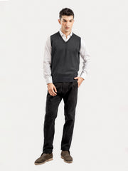 Charcoal Sleeveless V-Neck Sweater