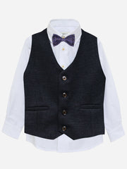Charcoal  Wool Blended Formal Vest with Bow - Junior