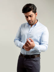 Classic Blue Twill Button Down Shirt