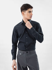 Classic Black Satin Formal Shirt