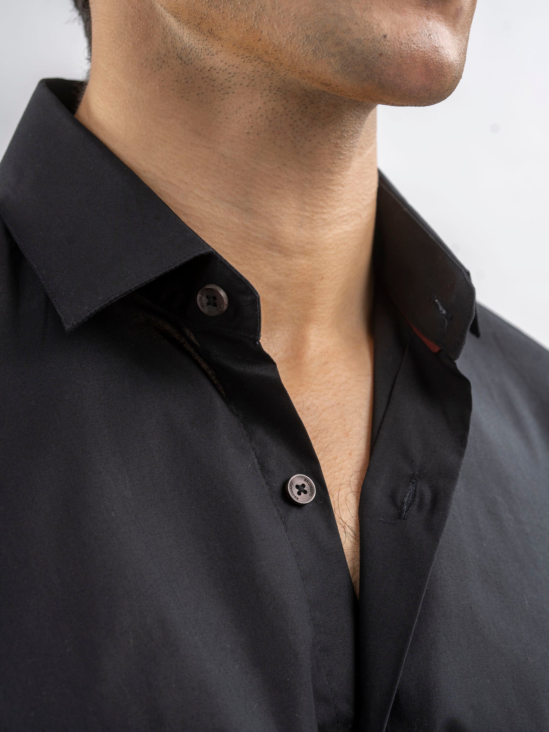 Classic Black Satin Formal Shirt