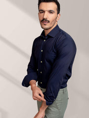 Classic Navy Blue Satin Shirt