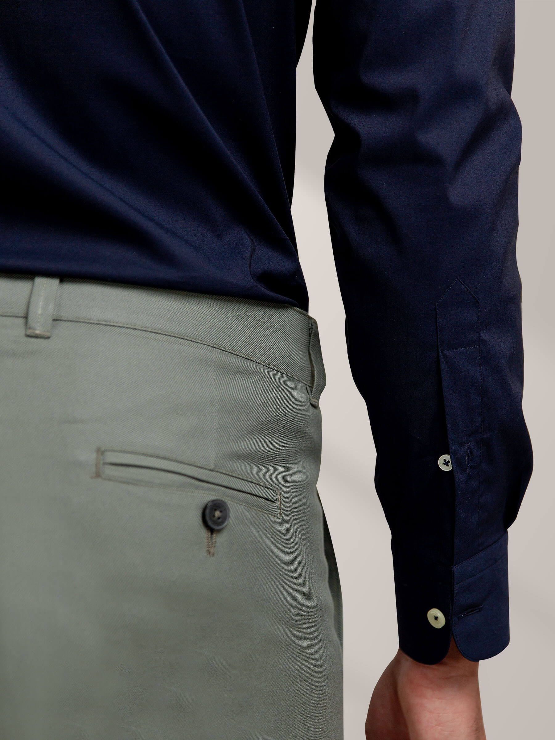 Classic Navy Blue Satin Shirt