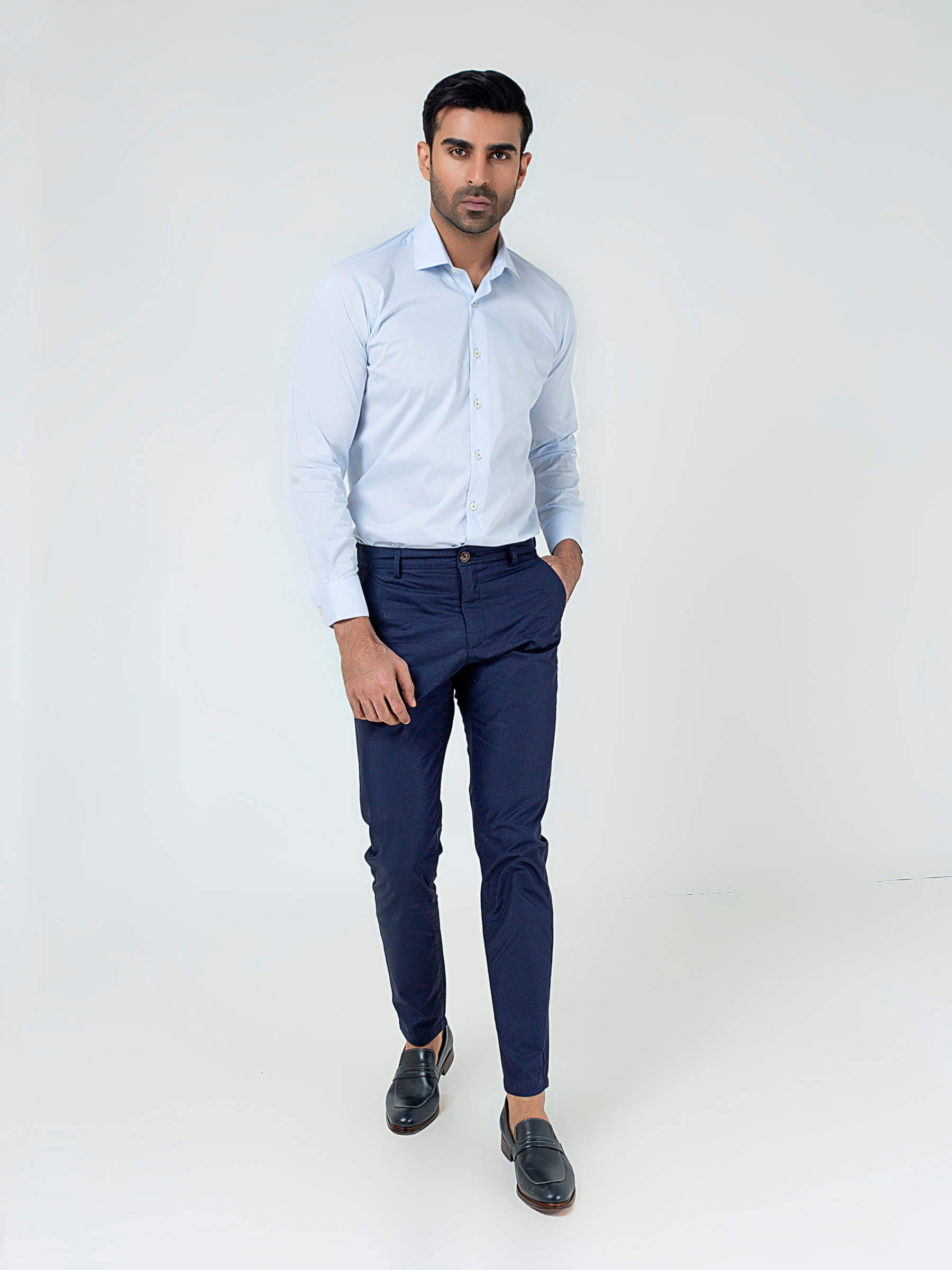 Classic Sky Blue Formal Satin Shirt