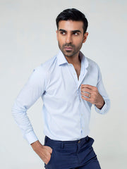 Classic Sky Blue Formal Satin Shirt