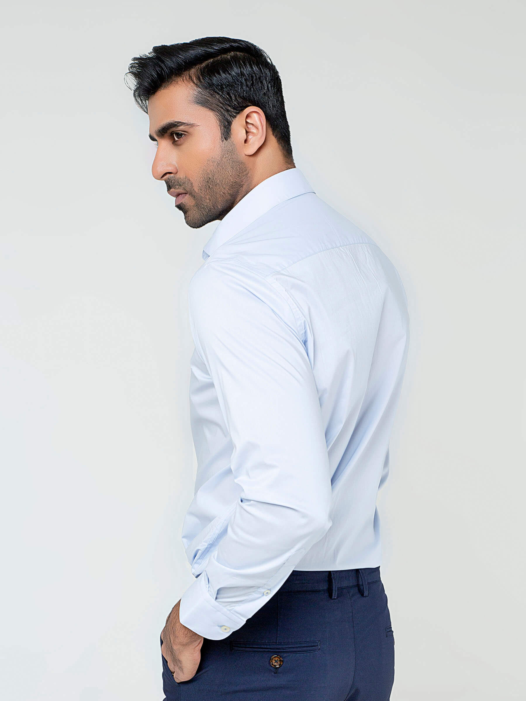 Classic Sky Blue Formal Satin Shirt