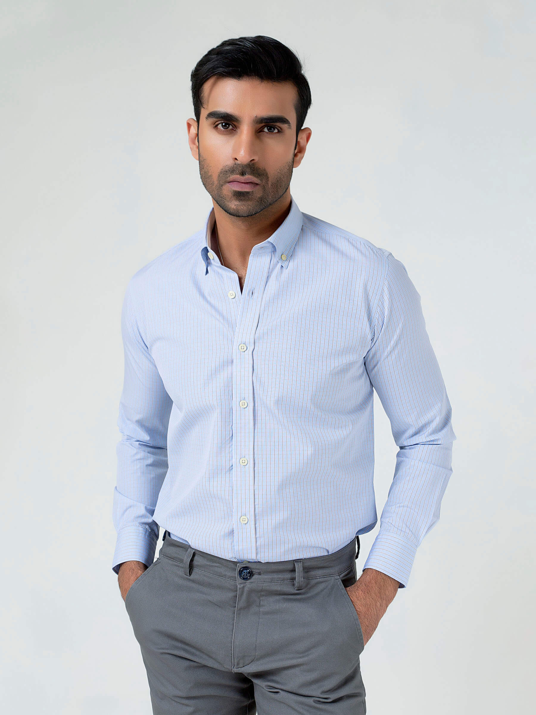 Classic Sky Blue Gingham Buttown Down Shirt