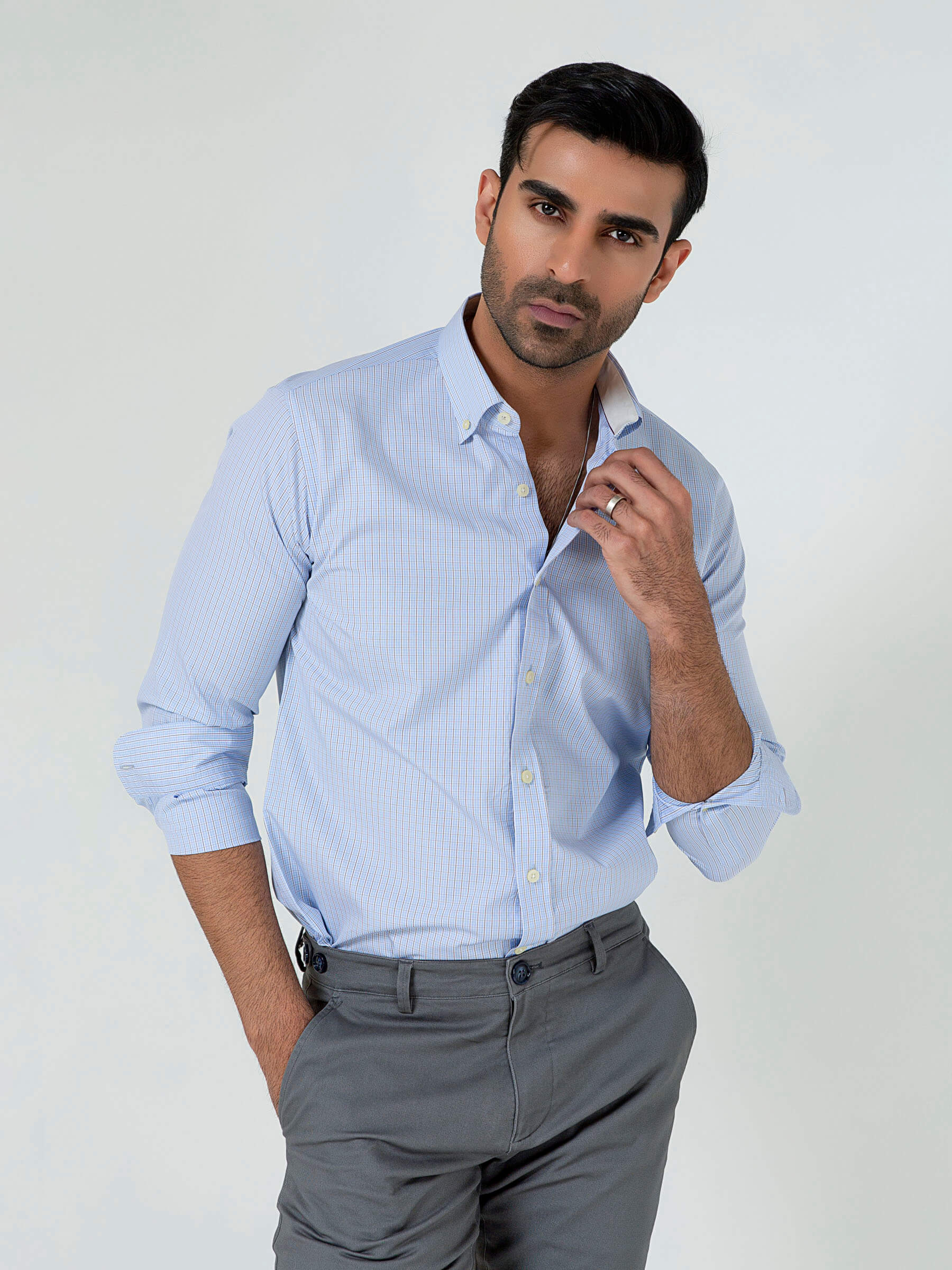 Classic Sky Blue Gingham Buttown Down Shirt