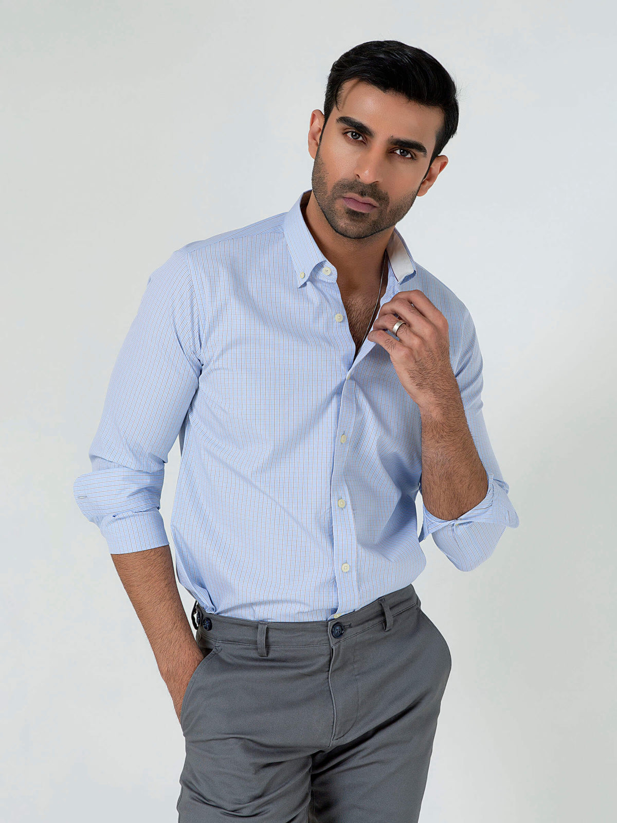 Classic Sky Blue Gingham Buttown Down Shirt