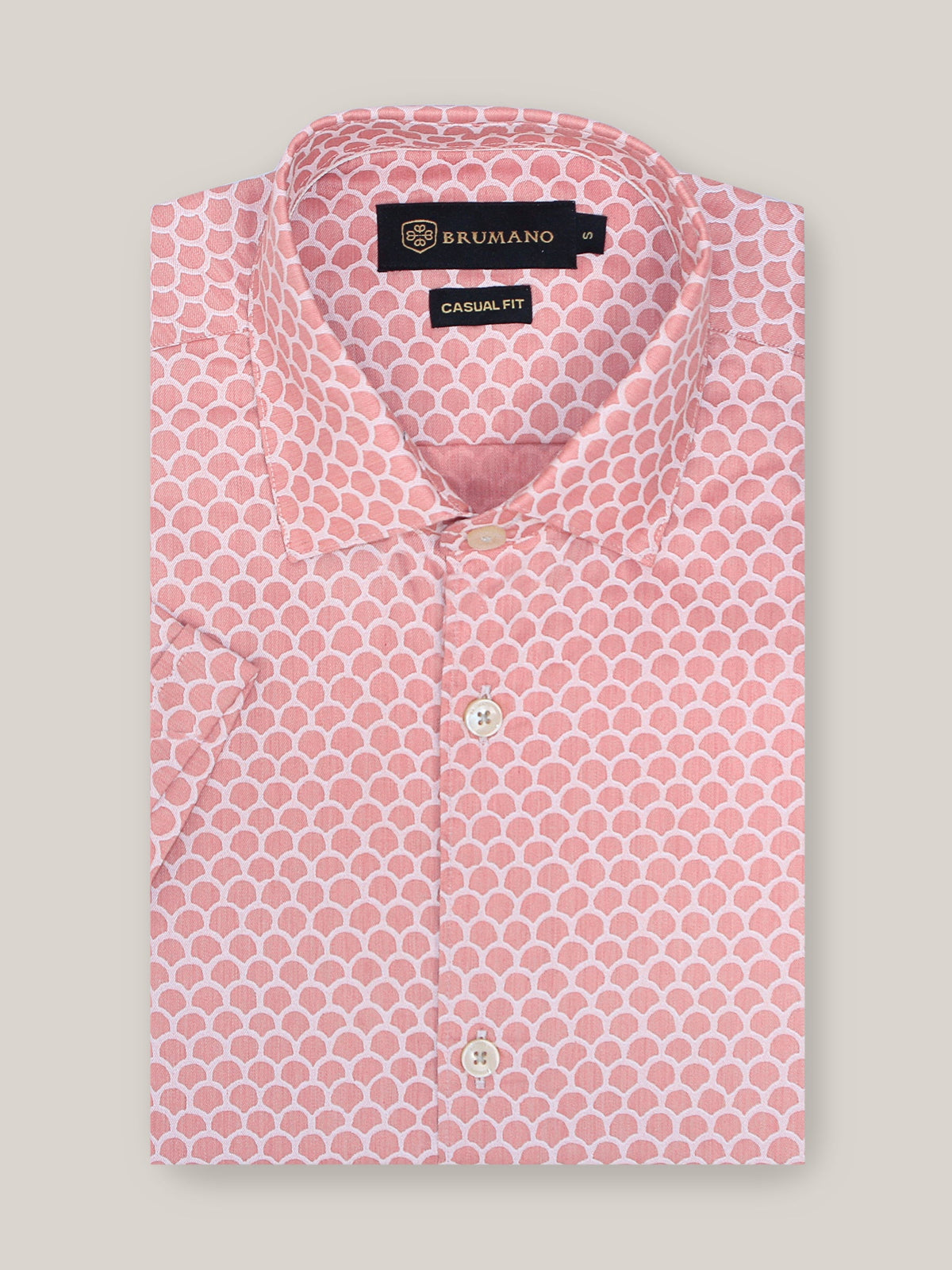 Coral Pink Printed Half Sleeve Shirt