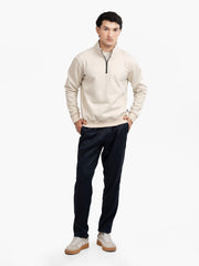 Cream Fleece Mock Neck Quarter Zipper