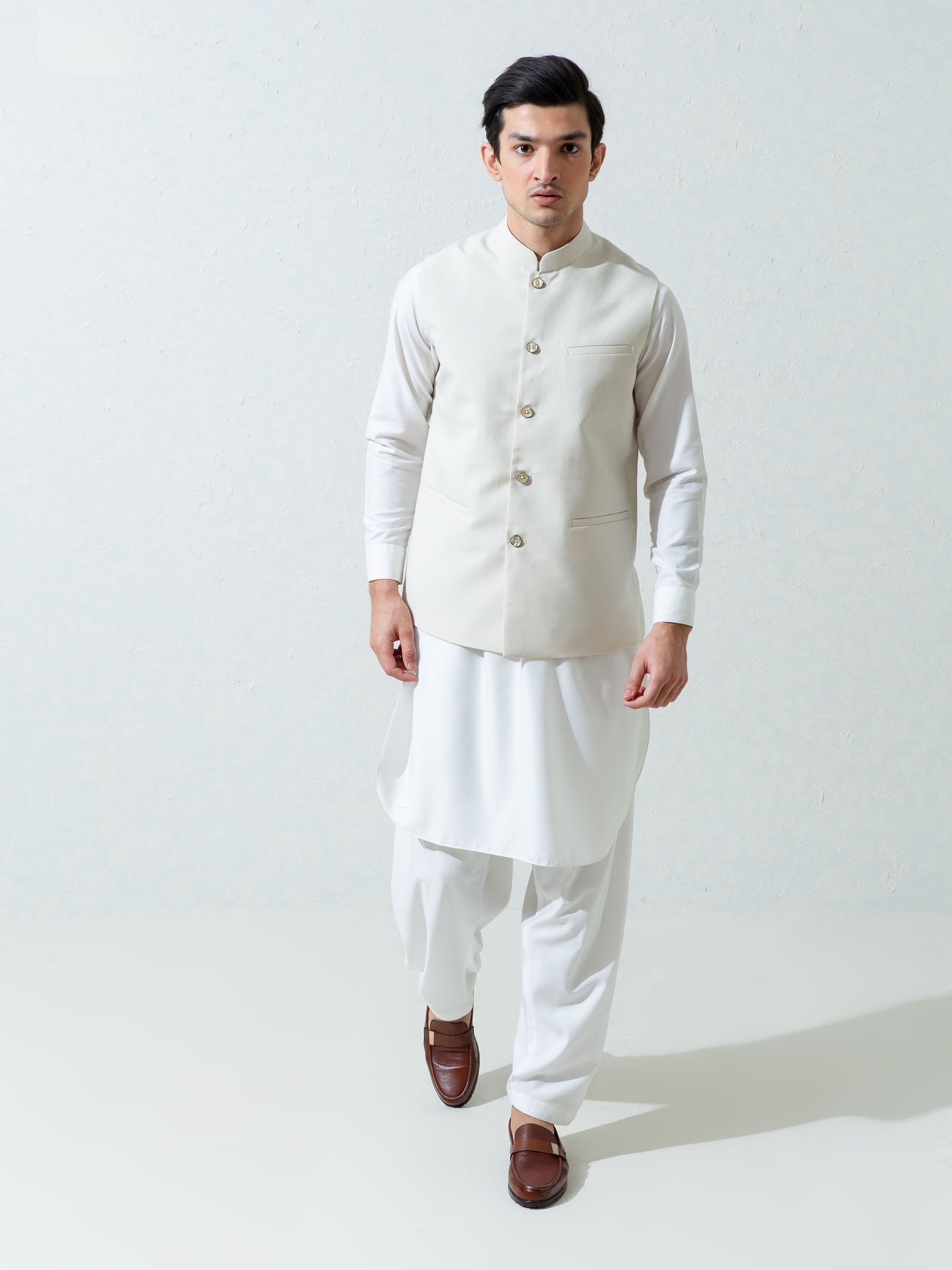 Cream Formal Twill Waistcoat