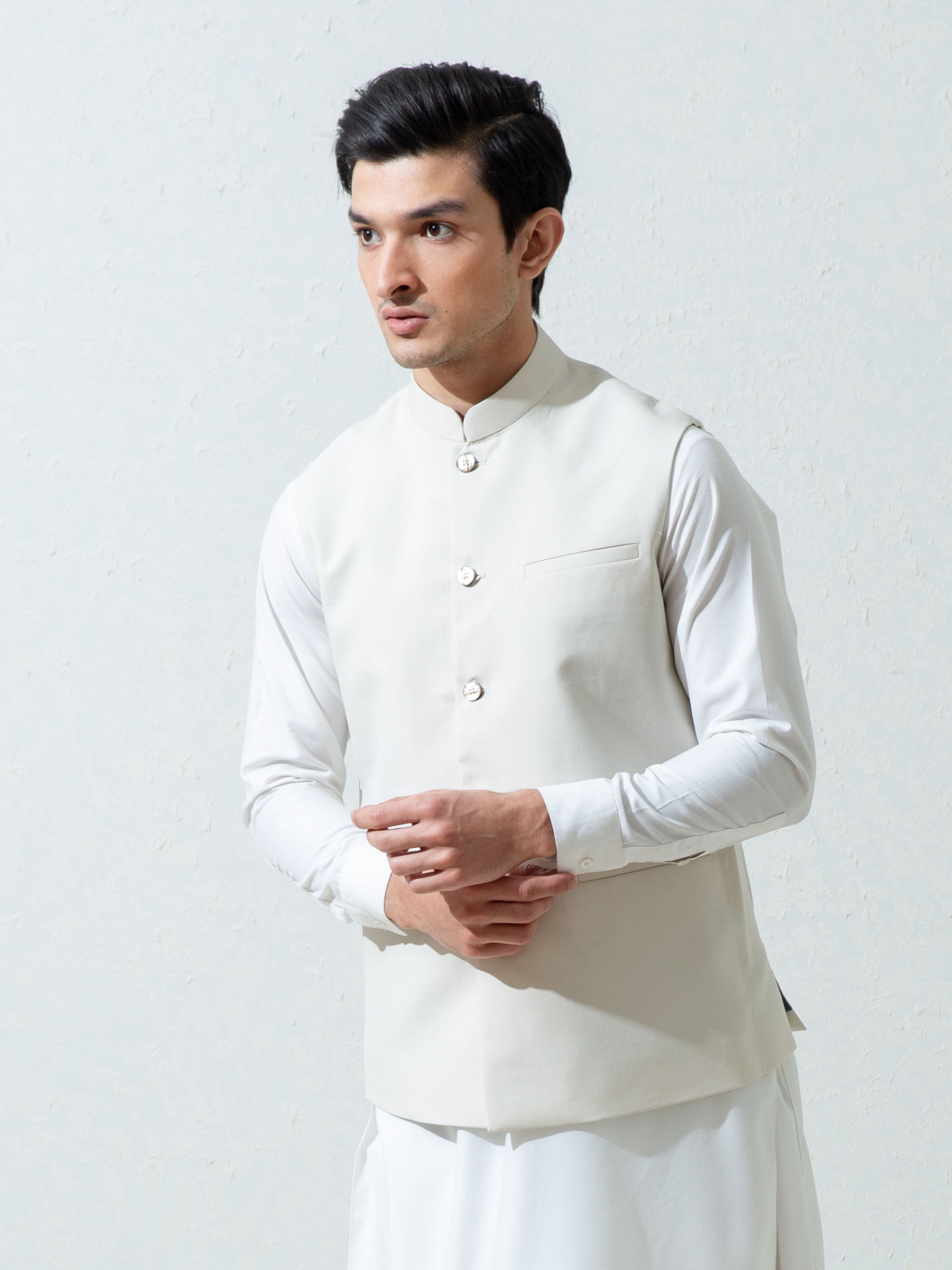 Cream Formal Twill Waistcoat