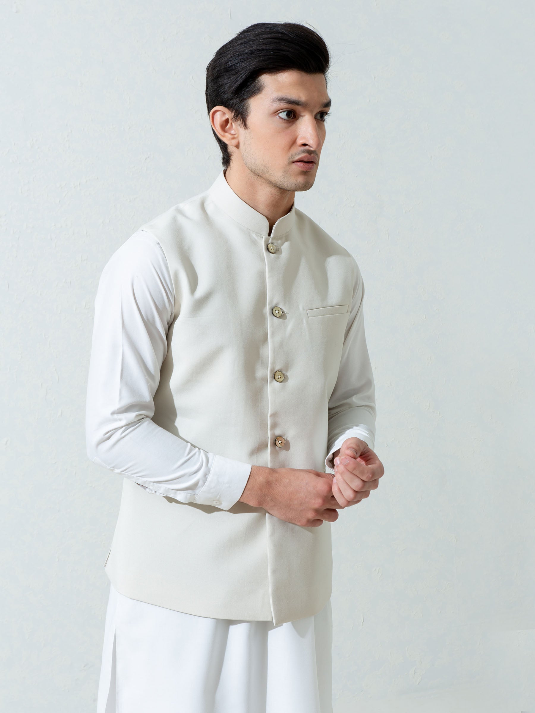 Cream Formal Twill Waistcoat