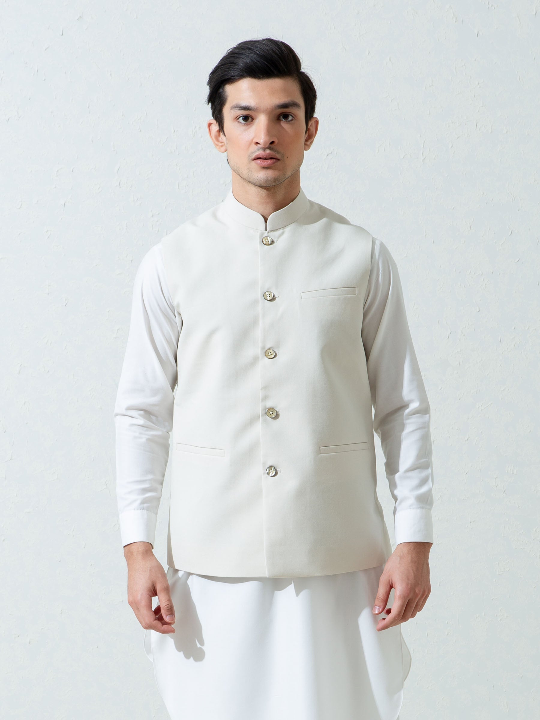 Cream Formal Twill Waistcoat