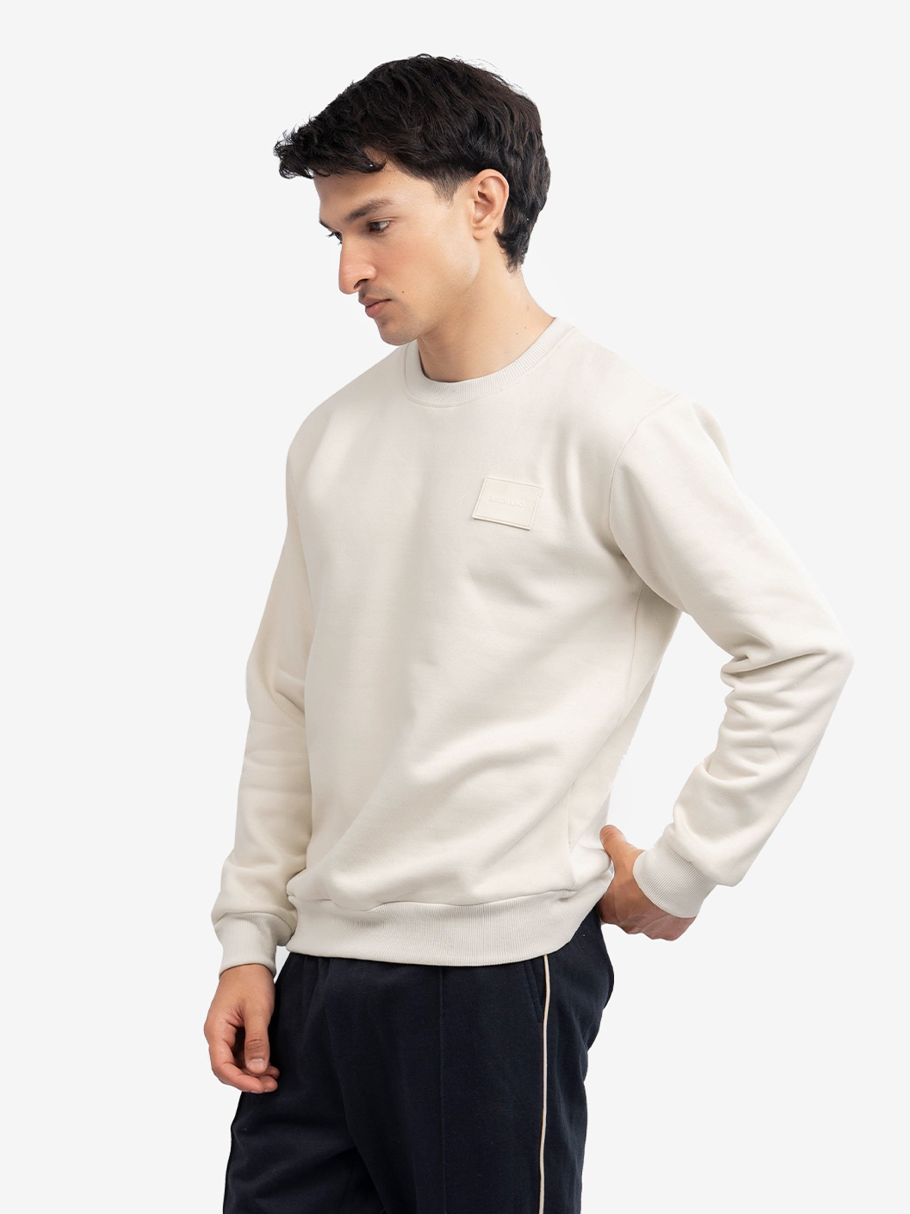 Cream Heavy Crew Neck Sweatshirt
