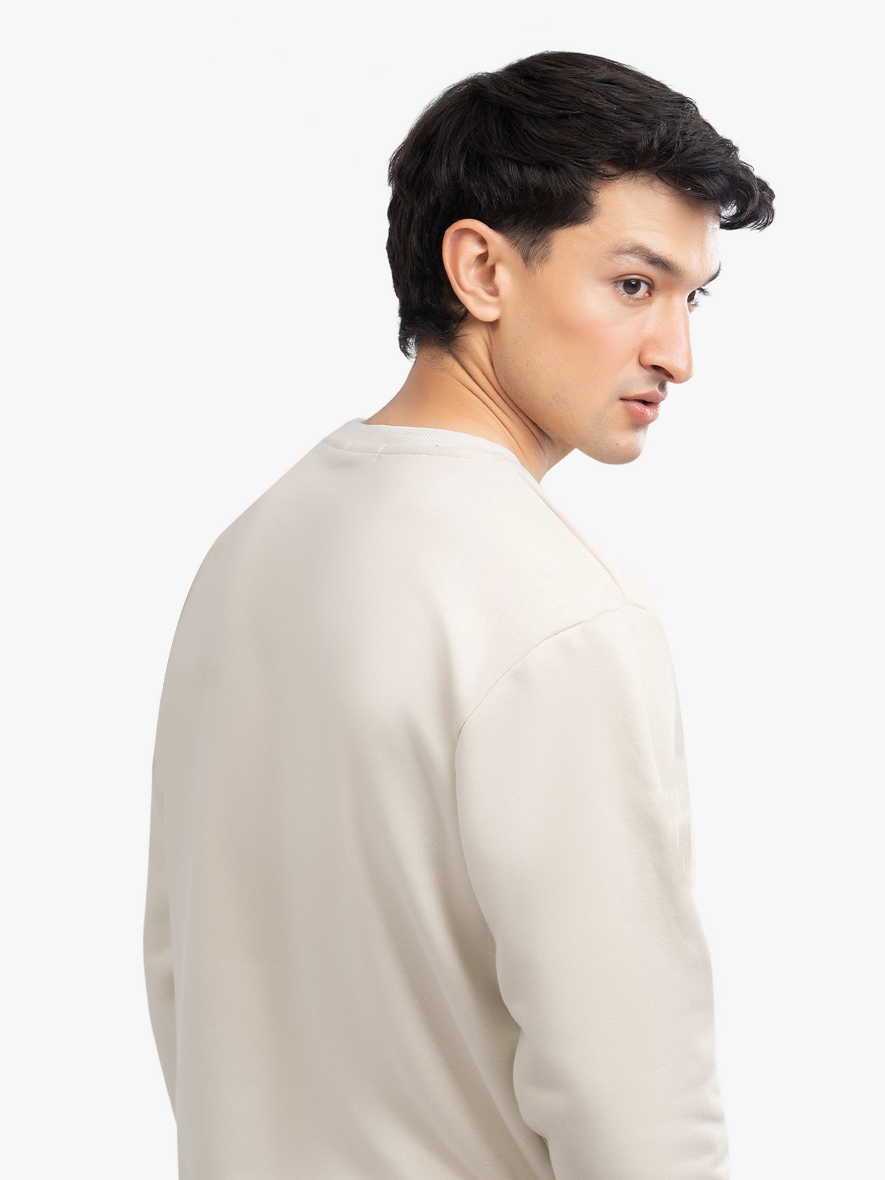 Cream Heavy Crew Neck Sweatshirt