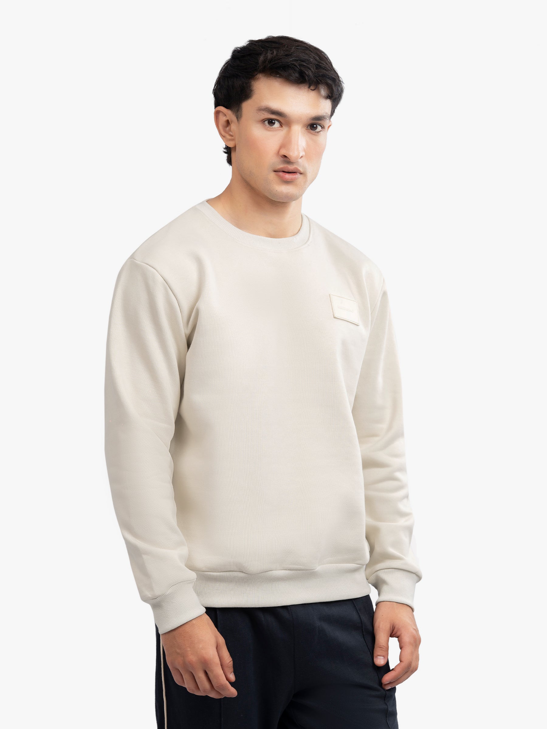 Cream Heavy Crew Neck Sweatshirt