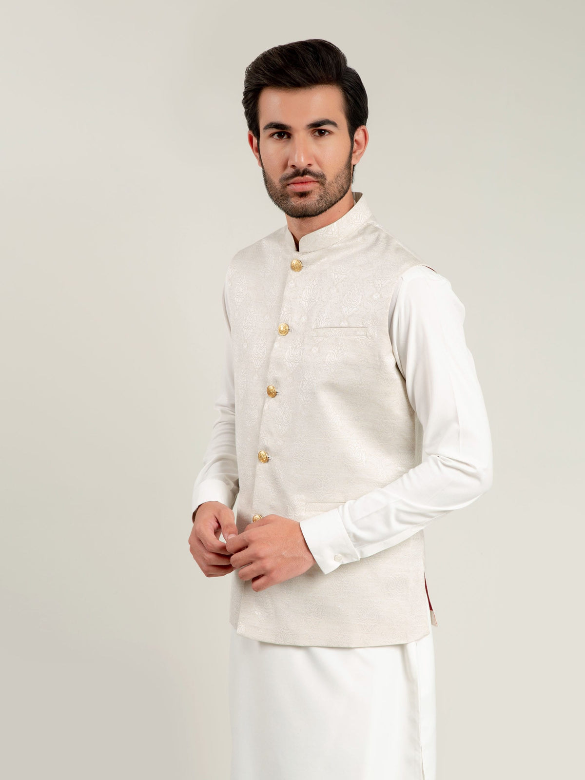 Cream Jacquard Waistcoat