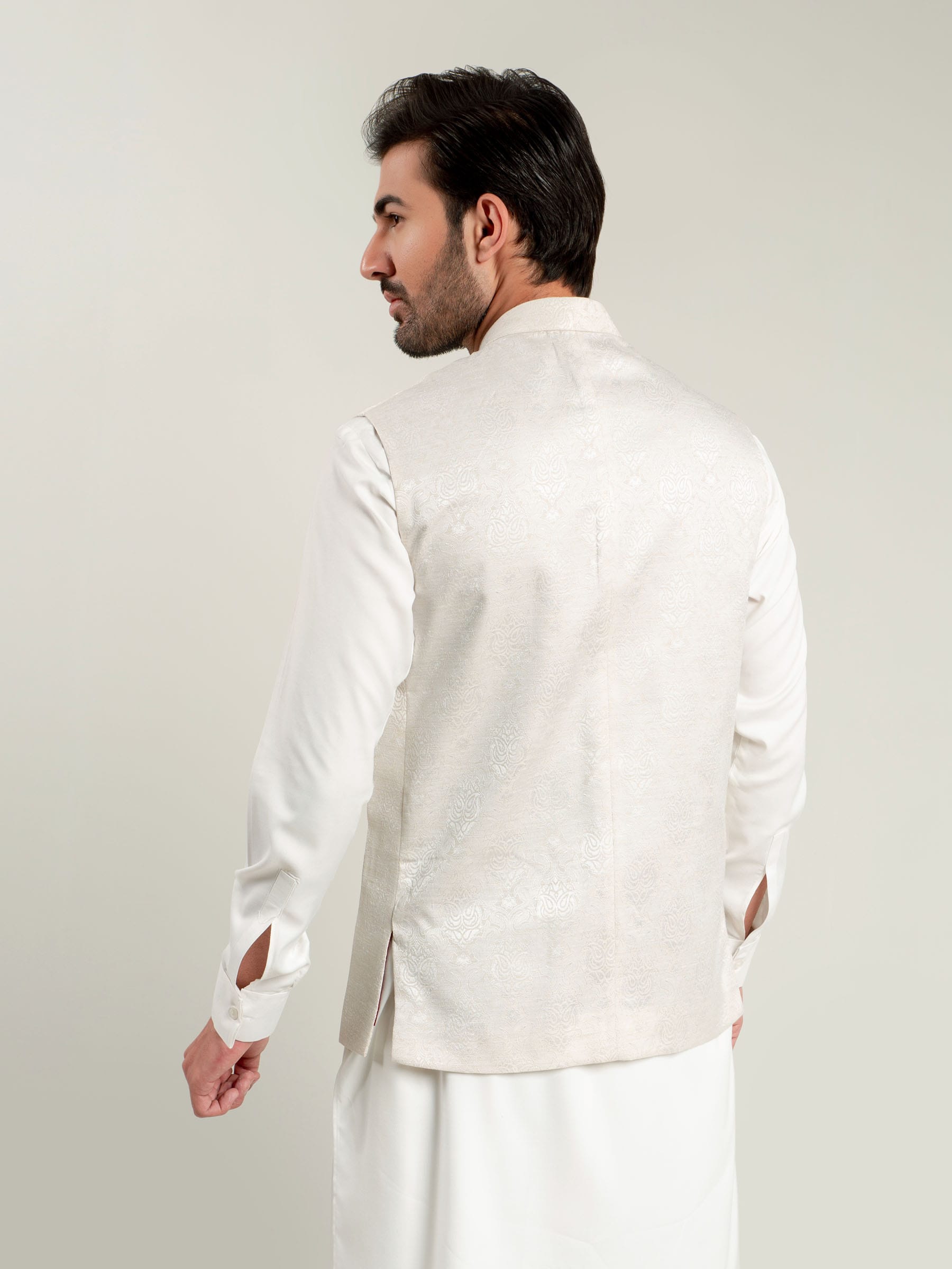 Cream Jacquard Waistcoat