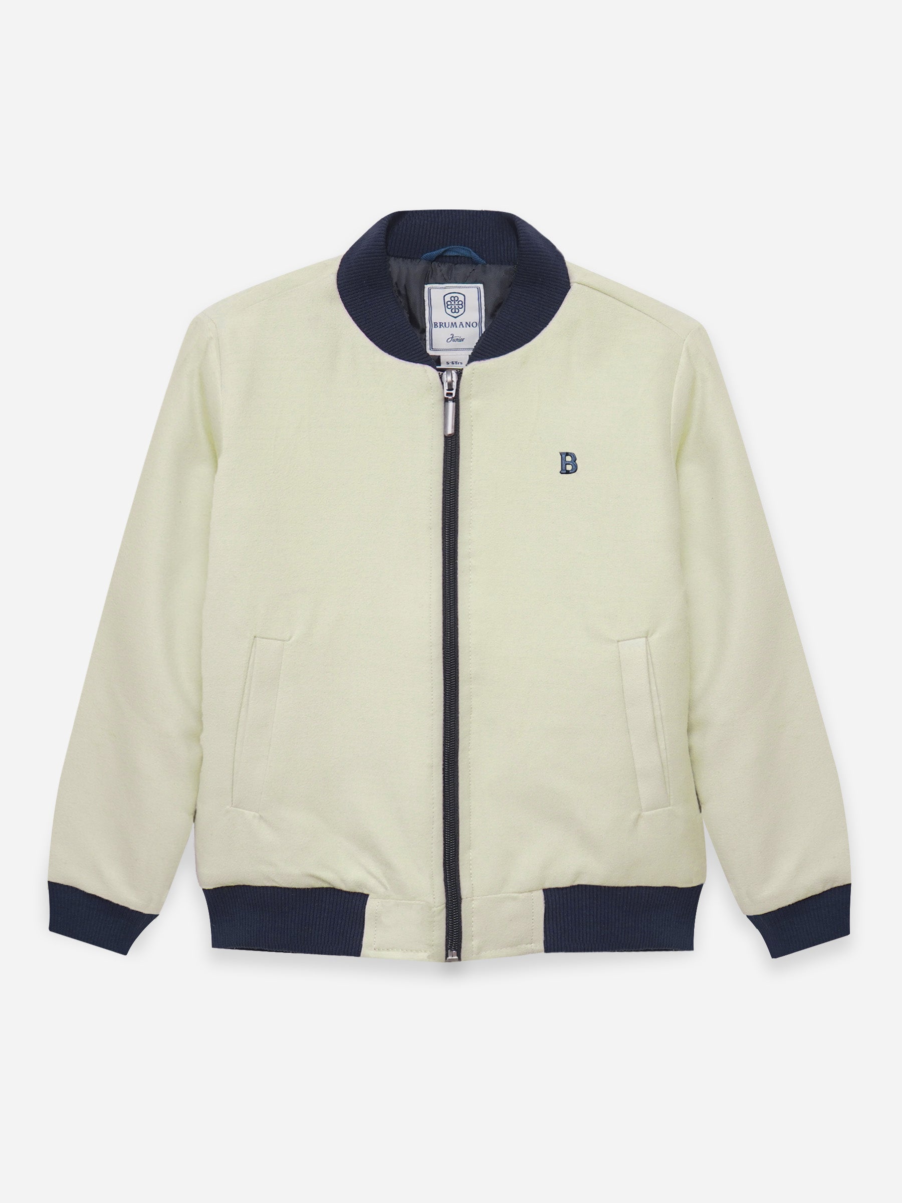 Cream Moleskin Quilted Bomber Jacket - Junior