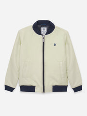 Cream Moleskin Quilted Bomber Jacket - Junior