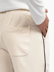 Cream Sporty Regular Fit Knitted Pajama