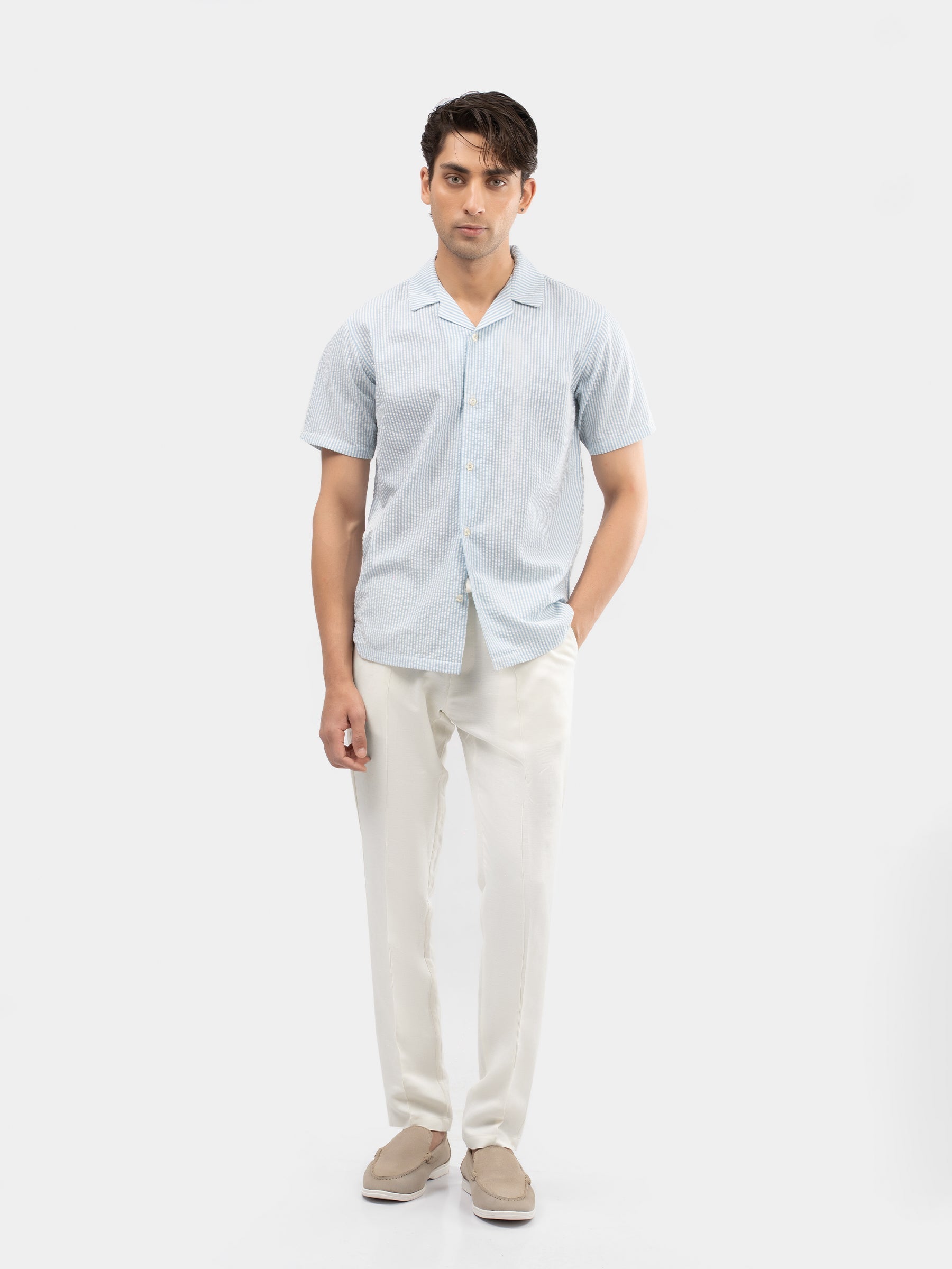 Cream Linen Blended Casual Pajama