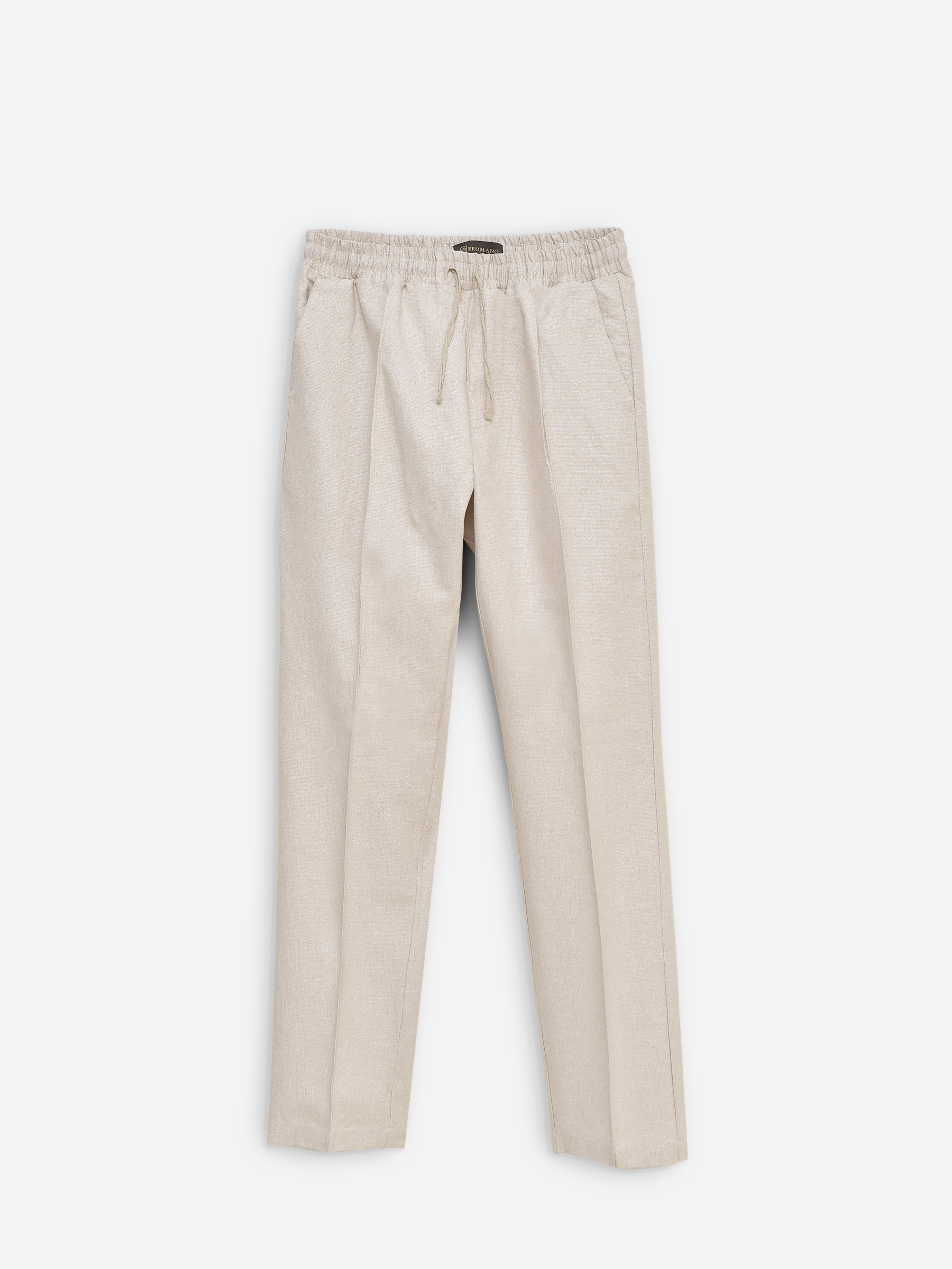 Cream Linen Blended Pajama Trouser
