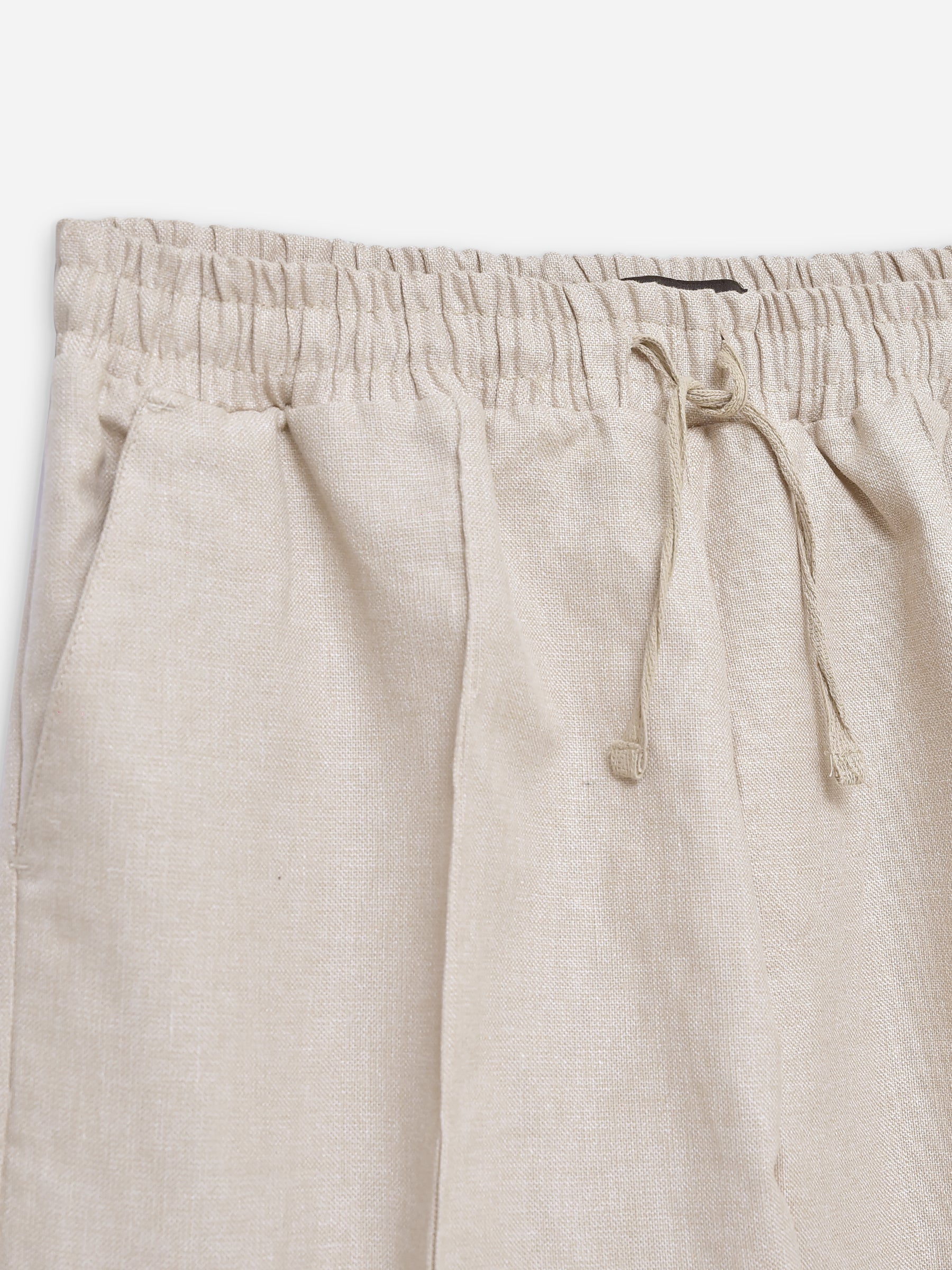 Cream Linen Blended Pajama Trouser