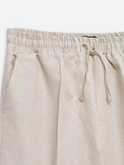 Cream Linen Blended Pajama Trouser