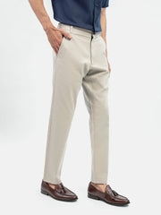 Cream Structured Casual Fit Chinos