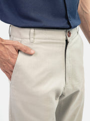 Cream Structured Casual Fit Chinos