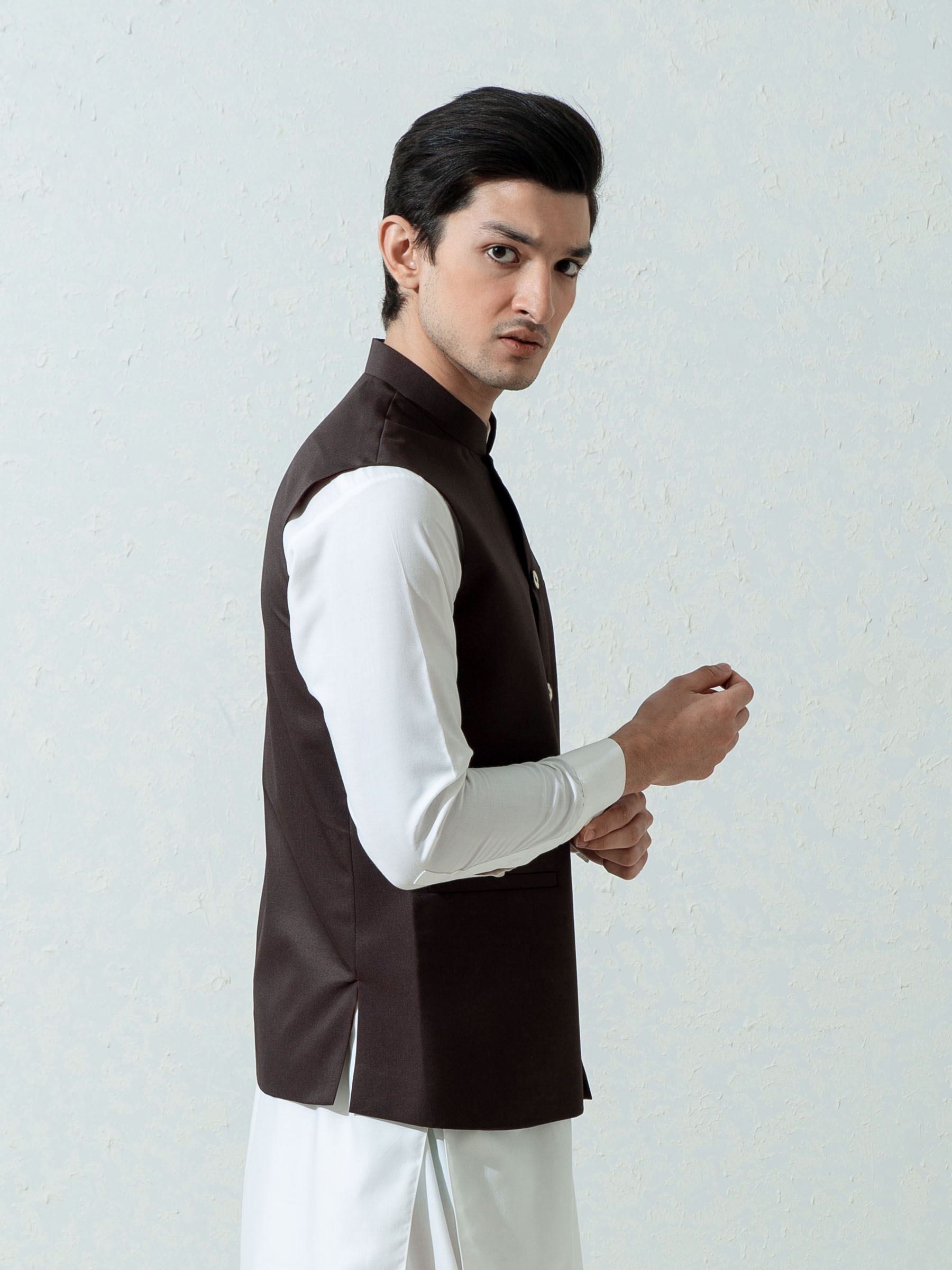 Dark Brown Formal Twill Waistcoat