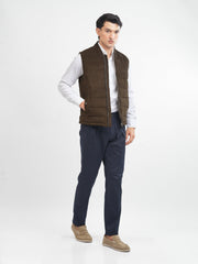 Dark Brown Suede Sleeveless Gillet Jacket