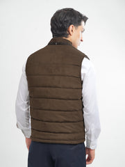 Dark Brown Suede Sleeveless Gillet Jacket