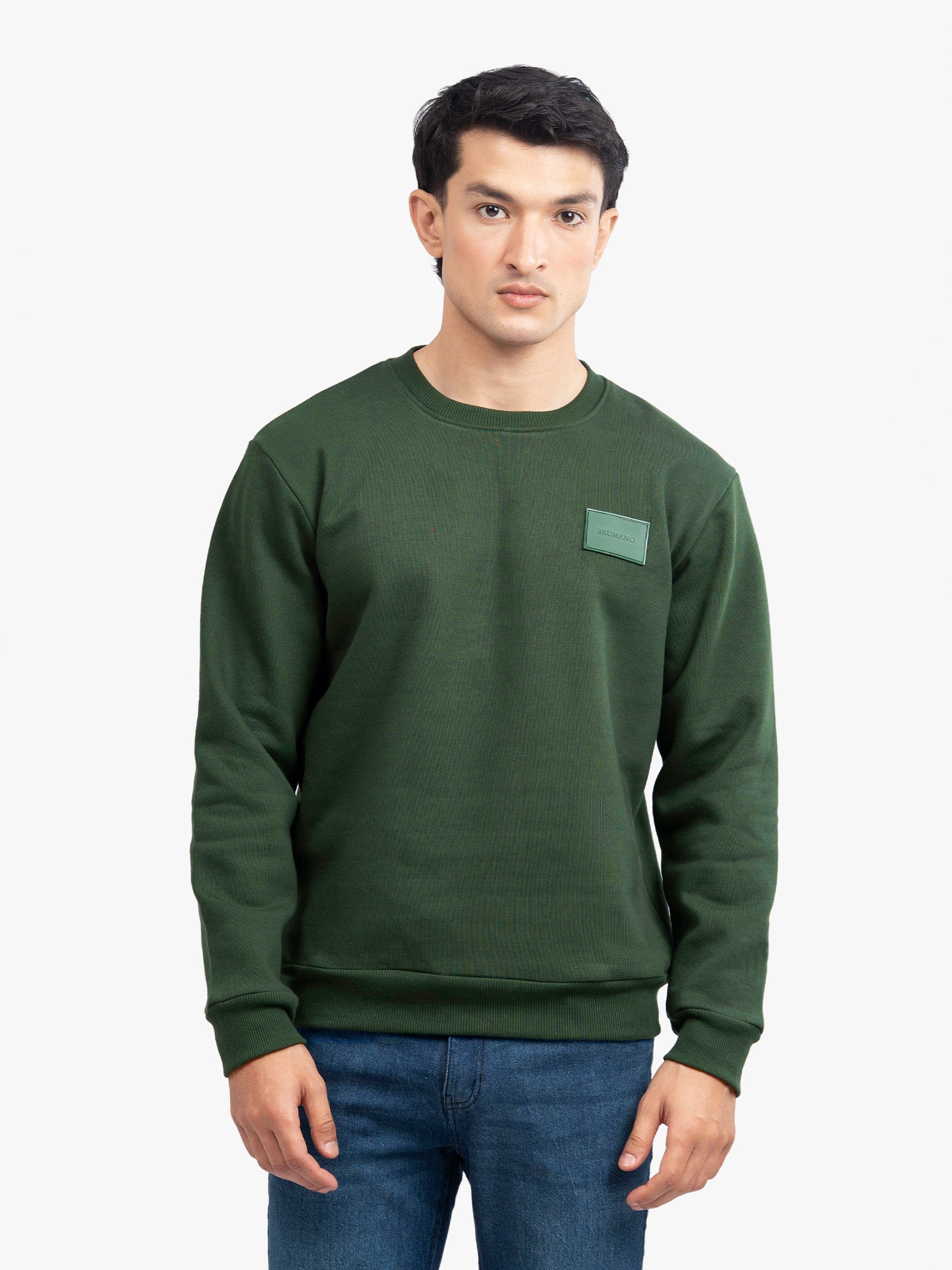 Dark Green Heavy Crew Neck Sweatshirt