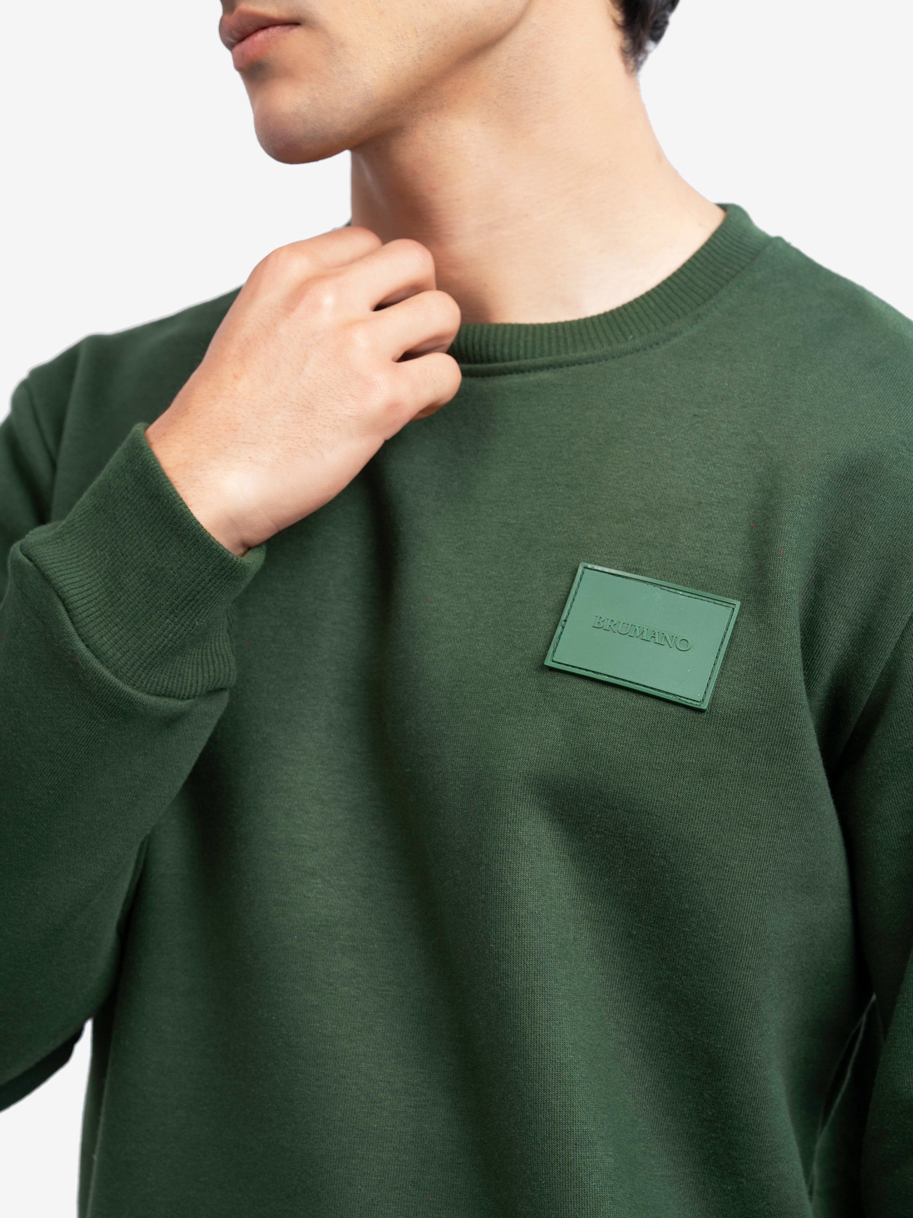 Dark Green Heavy Crew Neck Sweatshirt