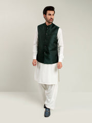 Dark Green Jacquard Waistcoat