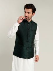Dark Green Jacquard Waistcoat