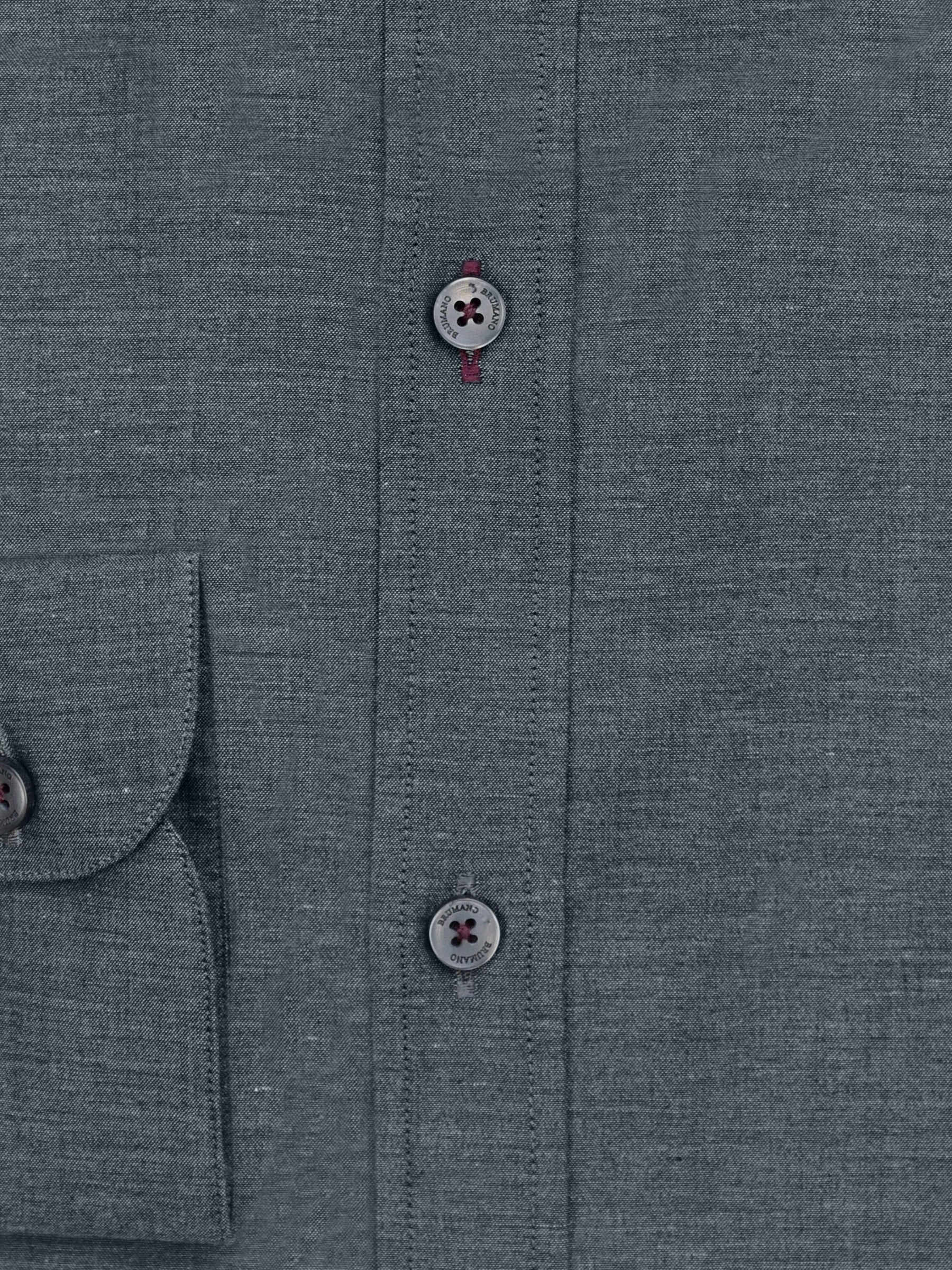 Dark Grey Melange Formal Shirt
