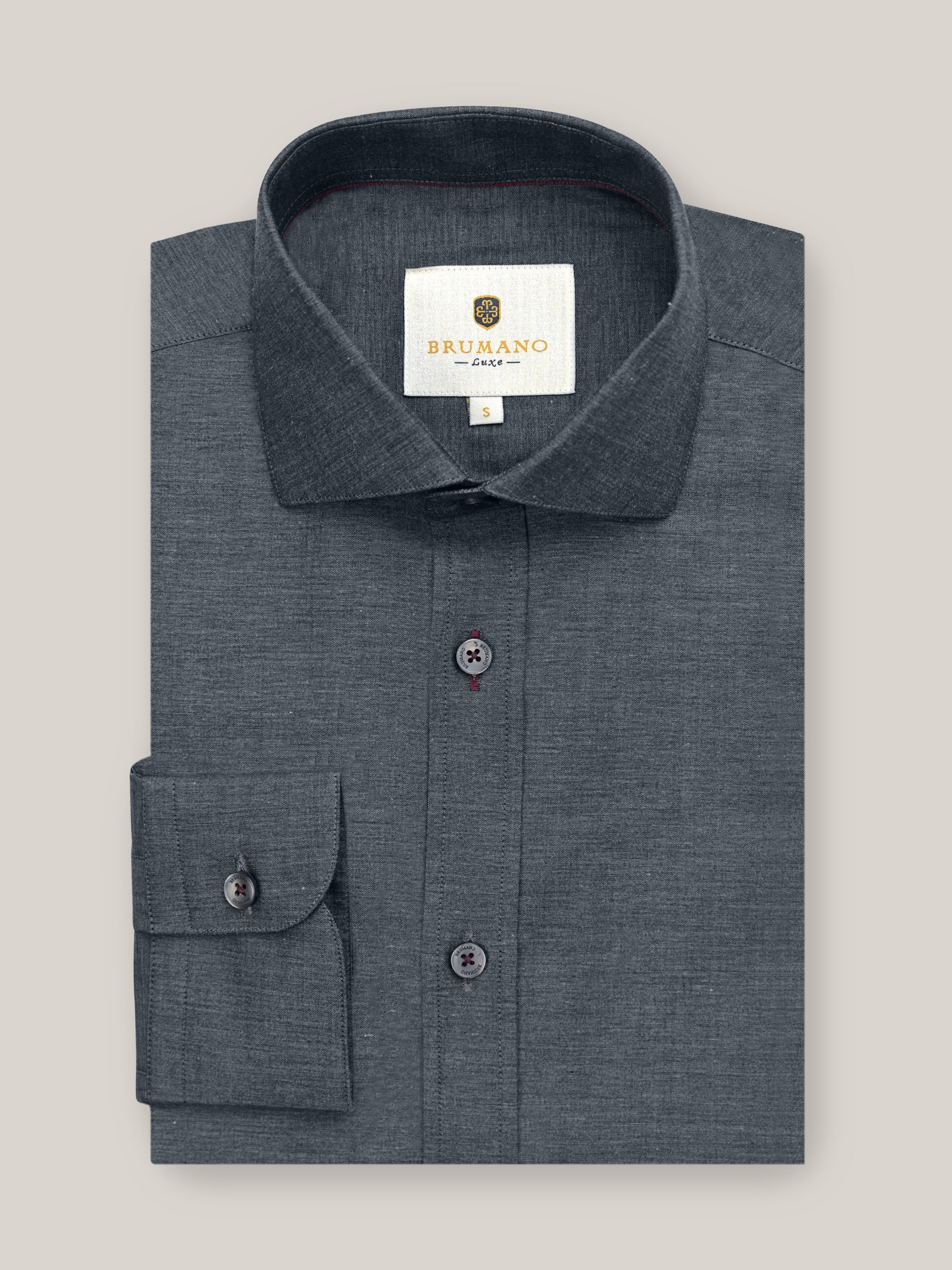 Dark Grey Melange Formal Shirt