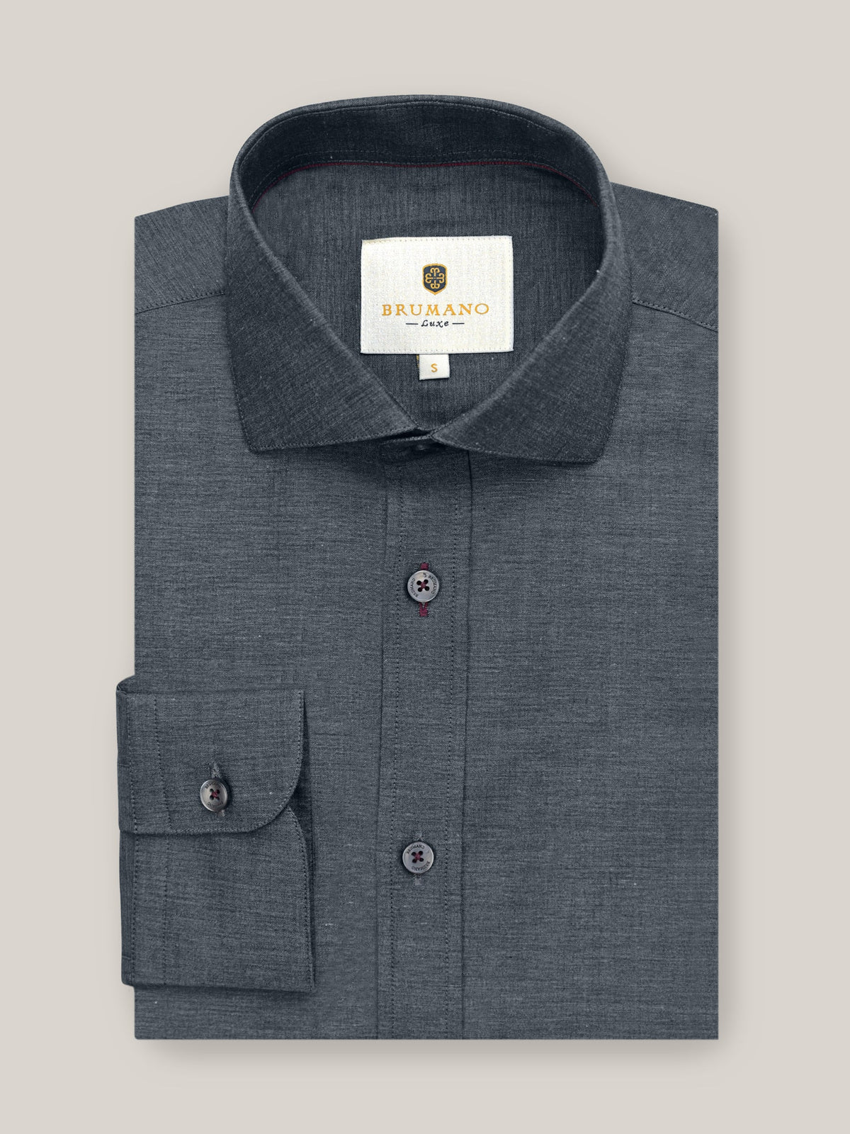 Dark Grey Melange Formal Shirt