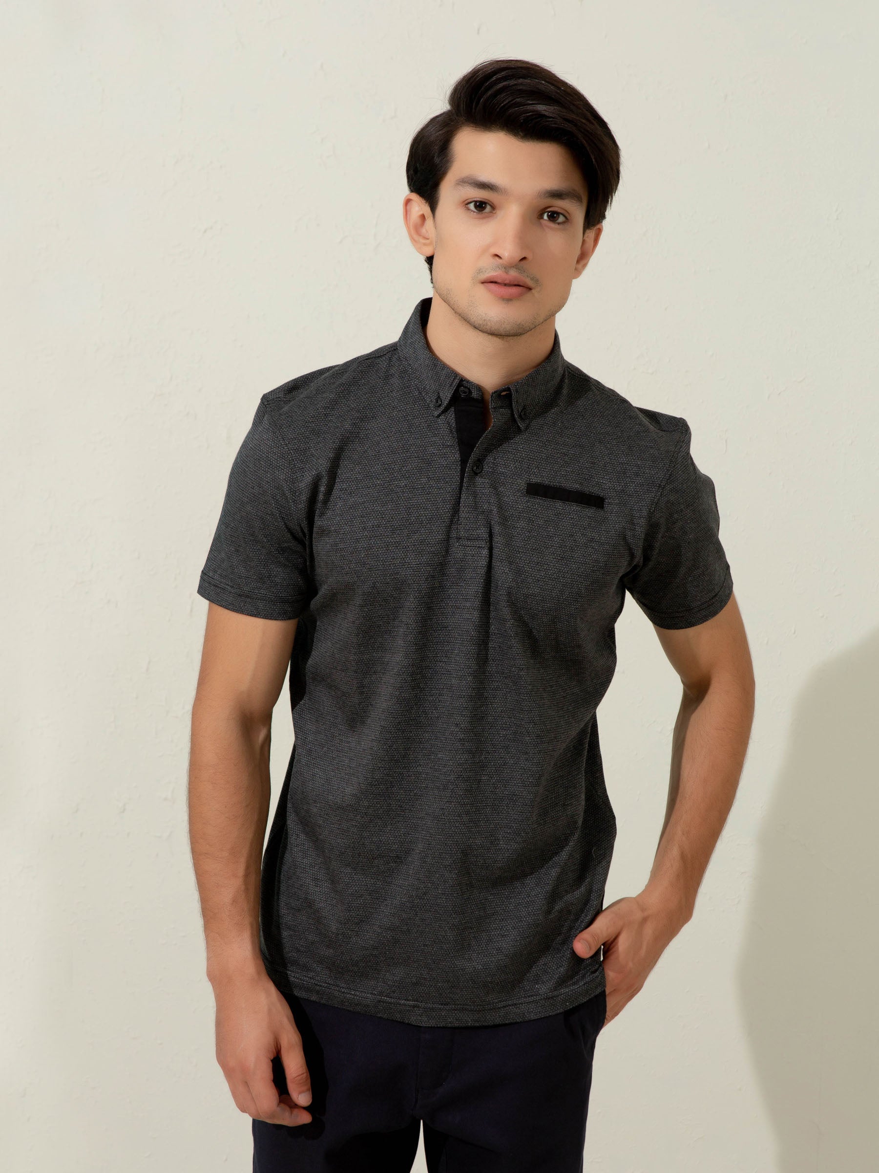 Dark Grey Mercerized Polo Shirt