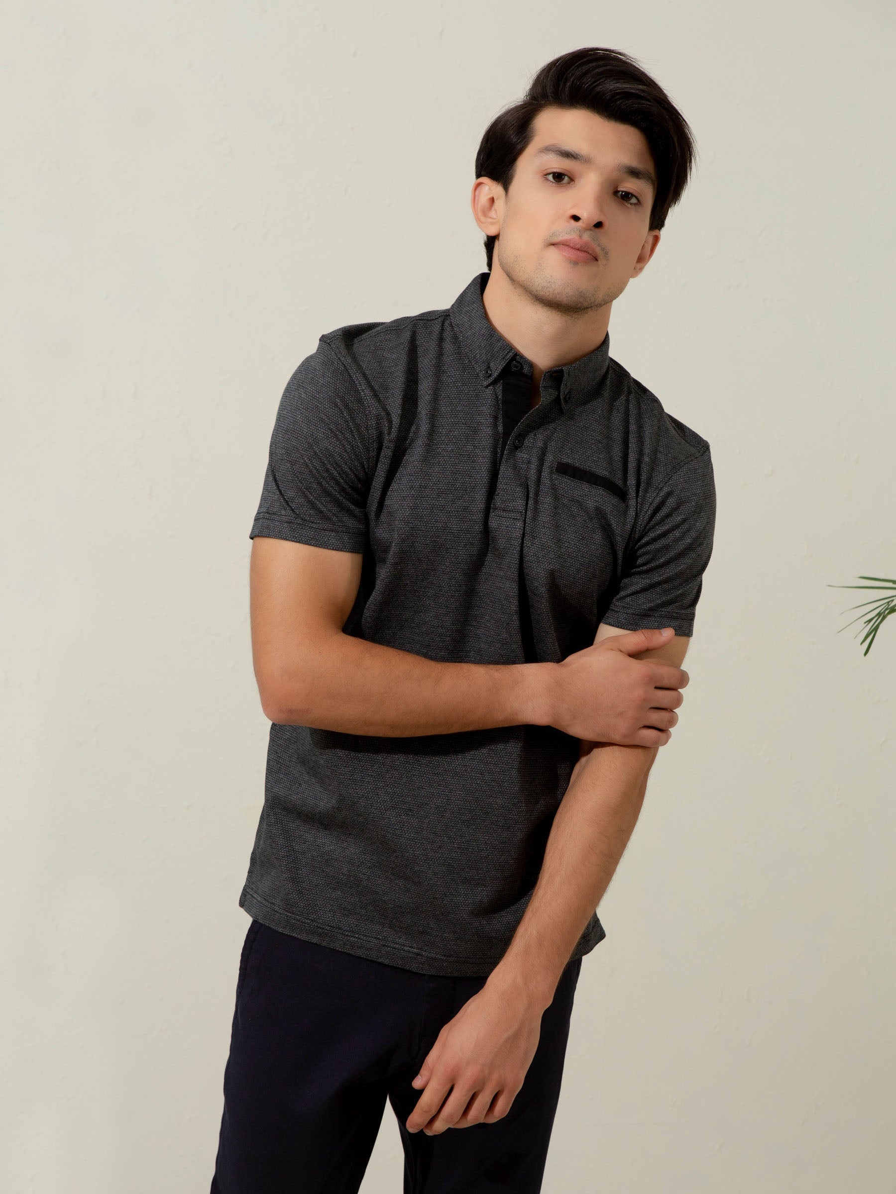 Dark Grey Mercerized Polo Shirt