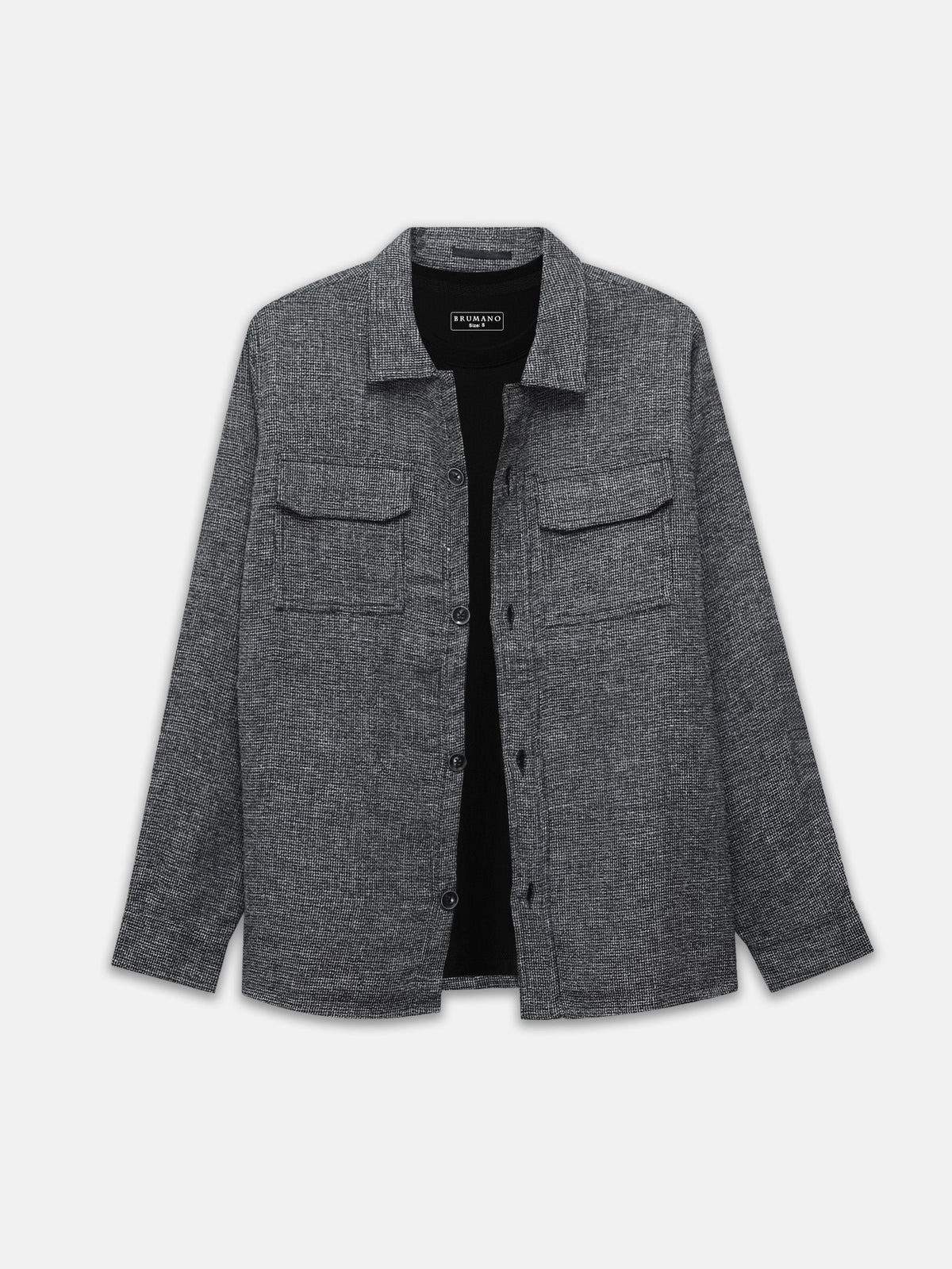 Dark Grey Structured Over-Shirt With Front Flap Pockets