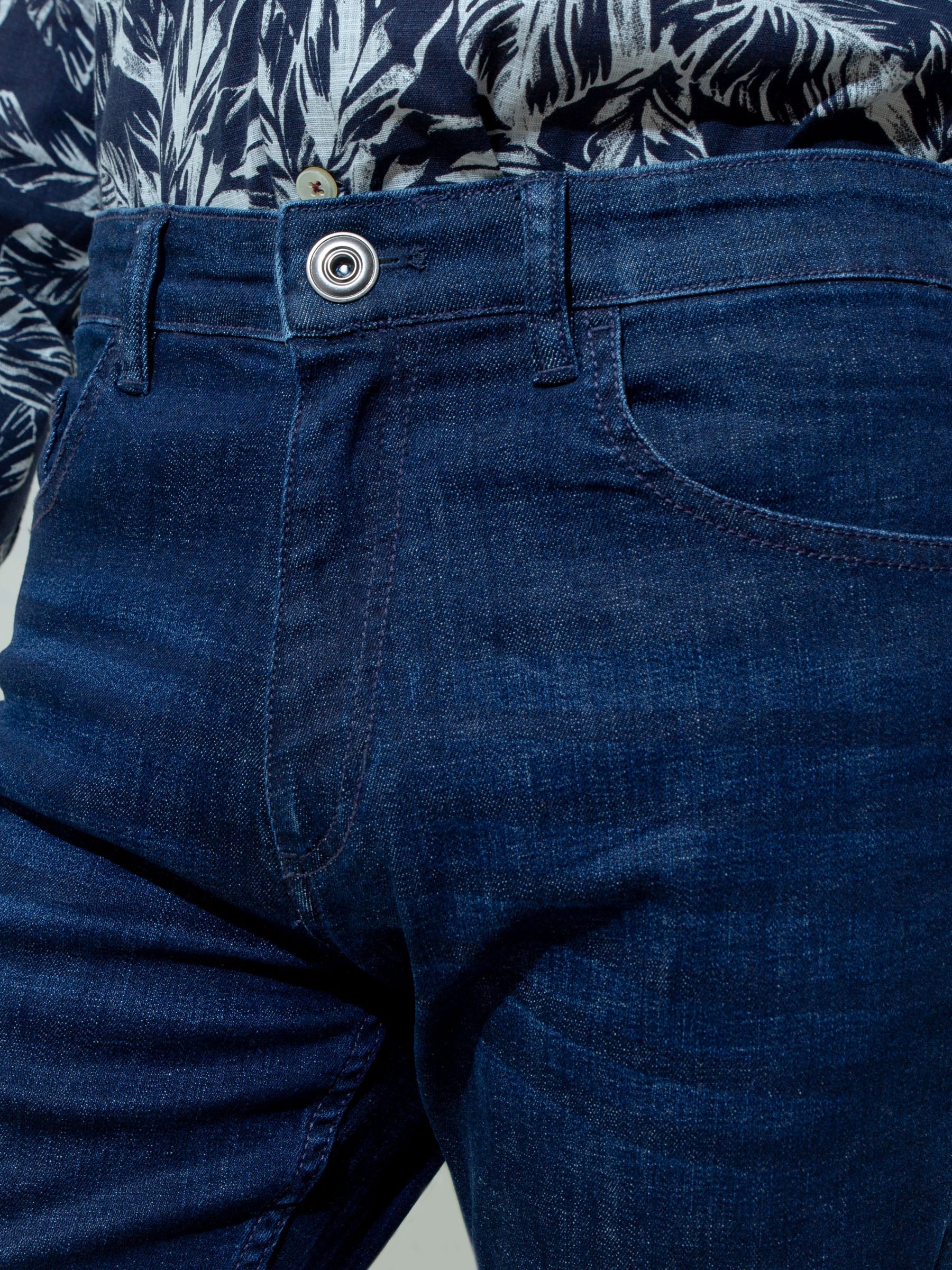 Dark Washed Navy Blue Slim Fit Jeans