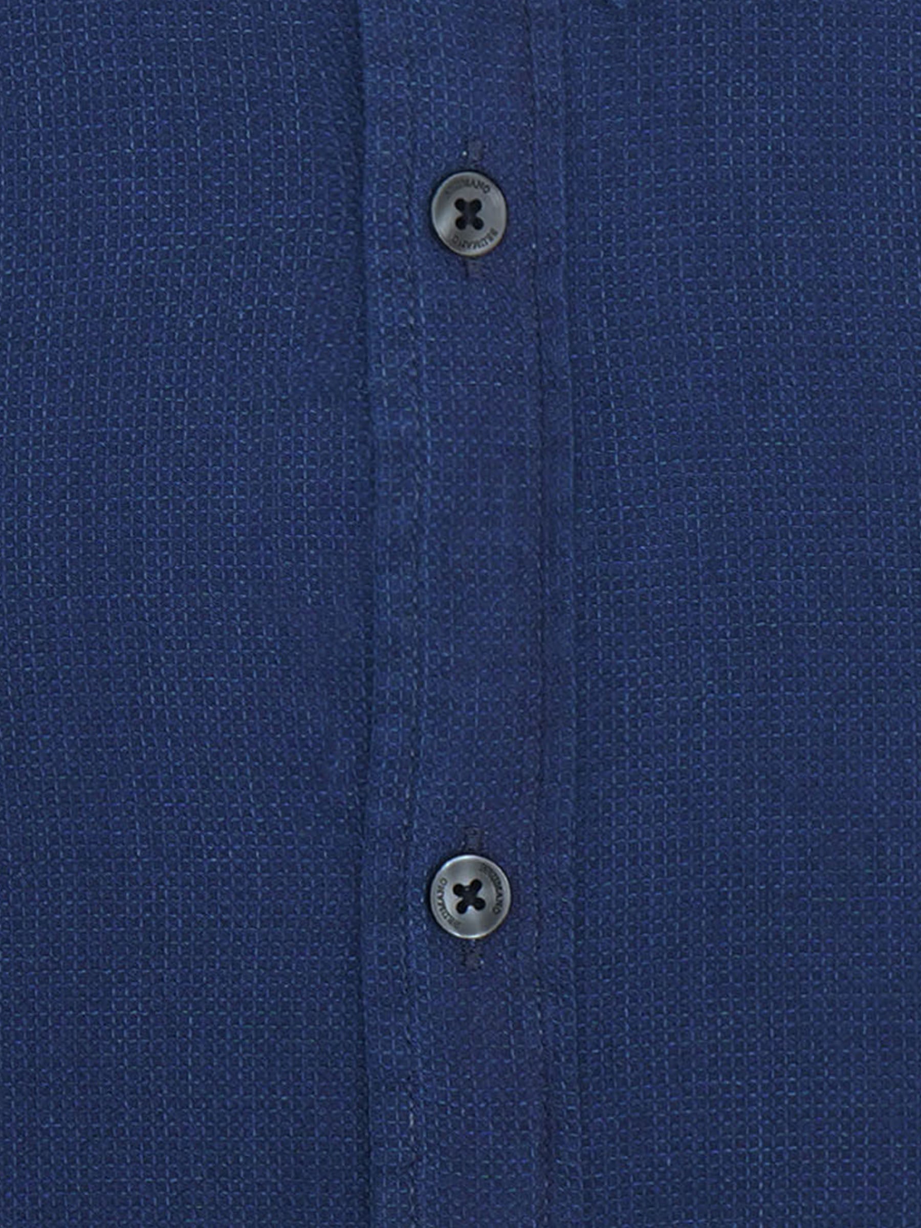 Dark Blue Indigo Dyed Structured Slim Fit Shirt