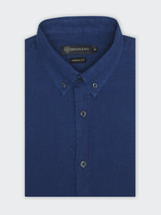 Dark Blue Indigo Dyed Structured Slim Fit Shirt