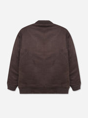 Dark Brown Faux Suede Quilted Bomber Jacket - Junior